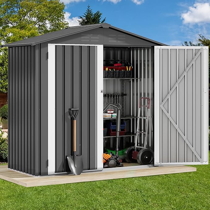 DWVO 6' x 4' Metal Outdoor Storage Shed with Vent